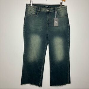 Flamingo wide leg jeans raw hem size 2XL